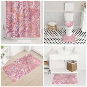 African Zebra Leopard Pattern Bathroom Set Blush Savannah
