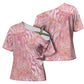 African Zebra Leopard Pattern Cross Shoulder Shirt Blush Savannah