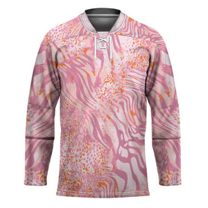 African Zebra Leopard Pattern Hockey Jersey Blush Savannah