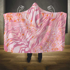 African Zebra Leopard Pattern Hooded Blanket Blush Savannah