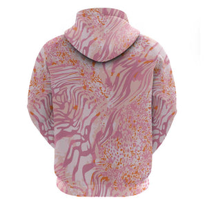 African Zebra Leopard Pattern Hoodie Blush Savannah