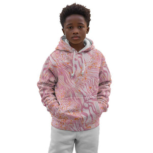 African Zebra Leopard Pattern Kid Hoodie Blush Savannah