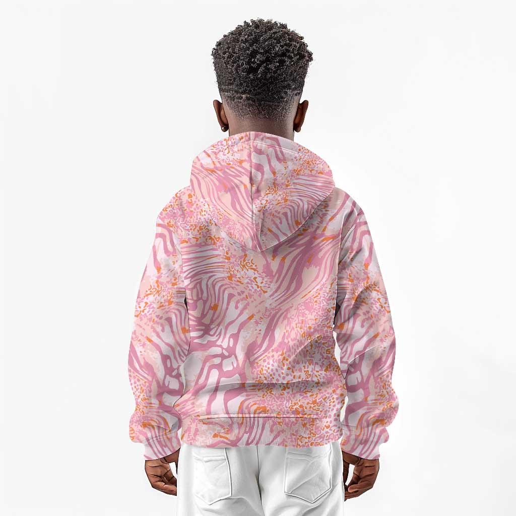 African Zebra Leopard Pattern Kid Hoodie Blush Savannah
