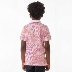 African Zebra Leopard Pattern Kid Polo Shirt Blush Savannah