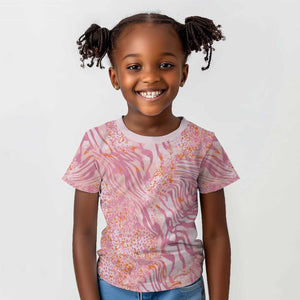 African Zebra Leopard Pattern Kid T shirt Blush Savannah