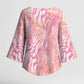 African Zebra Leopard Pattern Kimono Sleeve Blouse Blush Savannah