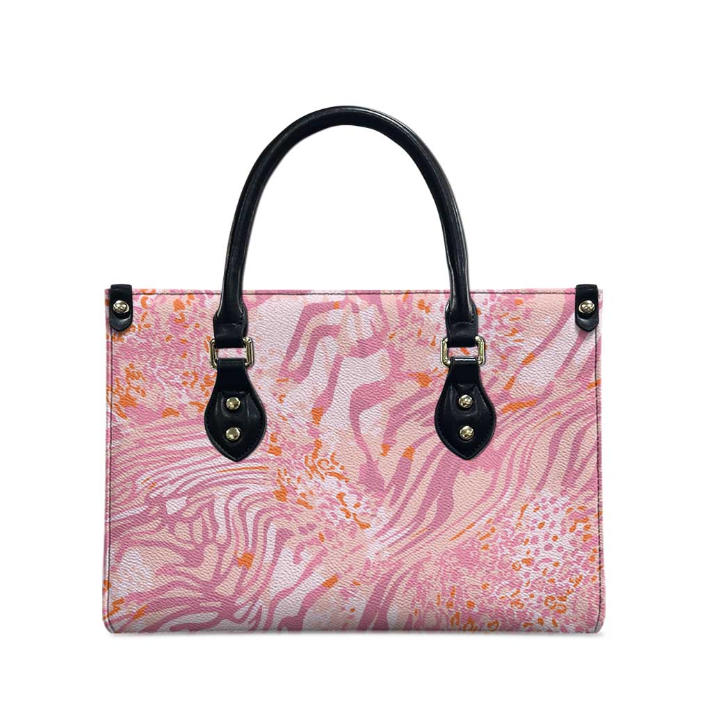 African Zebra Leopard Pattern Leather Bag Blush Savannah