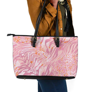 African Zebra Leopard Pattern Leather Tote Bag Blush Savannah
