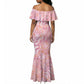 African Zebra Leopard Pattern Mermaid Dress Blush Savannah