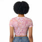 African Zebra Leopard Pattern Raglan Cropped T shirt Blush Savannah