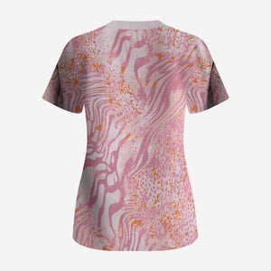 African Zebra Leopard Pattern Scrub Top Blush Savannah