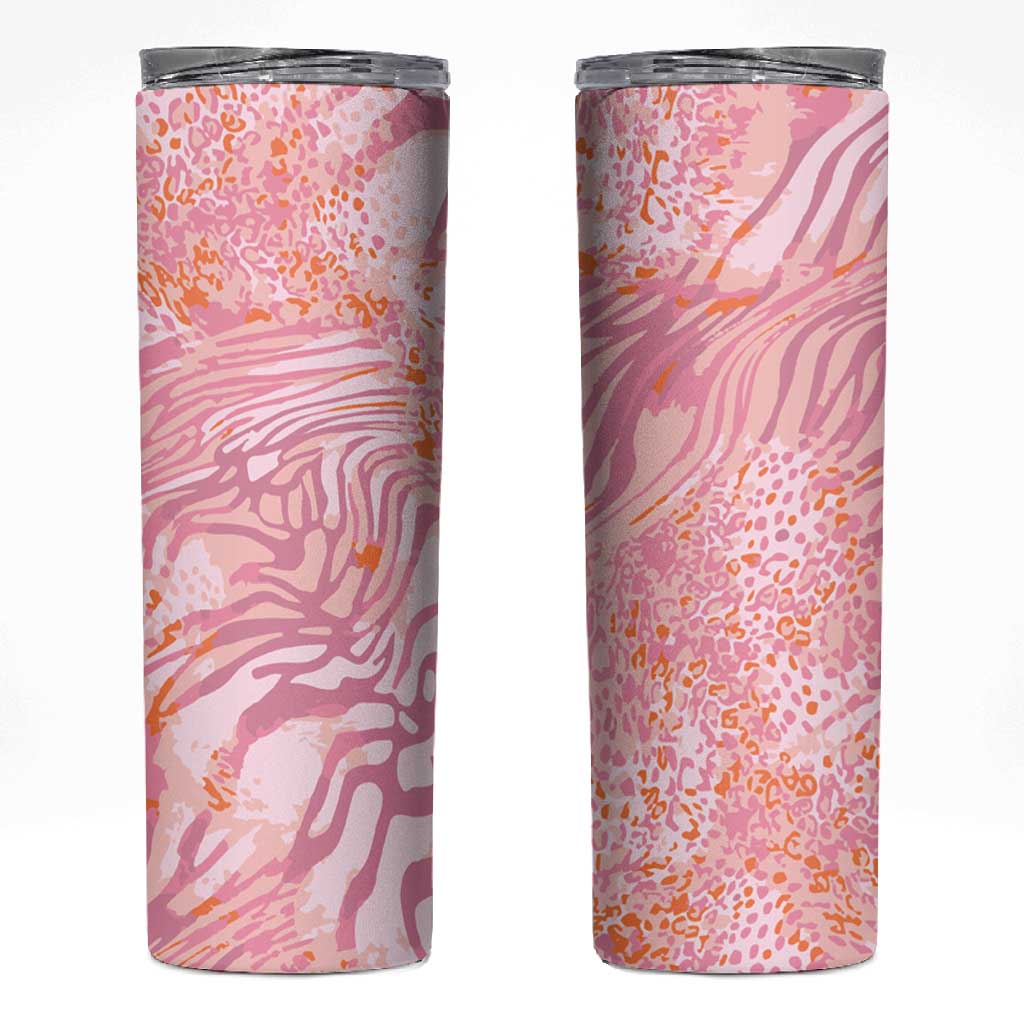 African Zebra Leopard Pattern Skinny Tumbler Blush Savannah