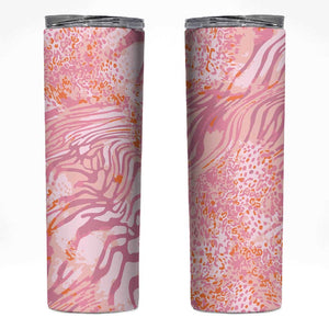 African Zebra Leopard Pattern Skinny Tumbler Blush Savannah