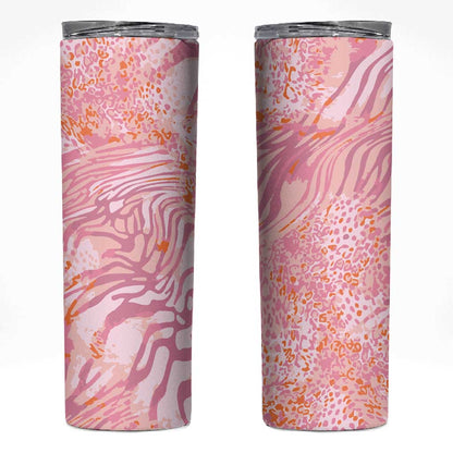 African Zebra Leopard Pattern Skinny Tumbler Blush Savannah