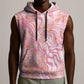African Zebra Leopard Pattern Sleeveless Hoodie Blush Savannah