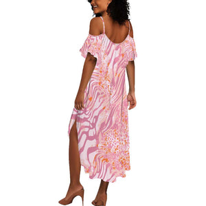 African Zebra Leopard Pattern Summer Maxi Dress Blush Savannah