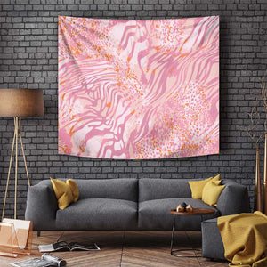 African Zebra Leopard Pattern Tapestry Blush Savannah