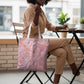 African Zebra Leopard Pattern Tote Bag Blush Savannah
