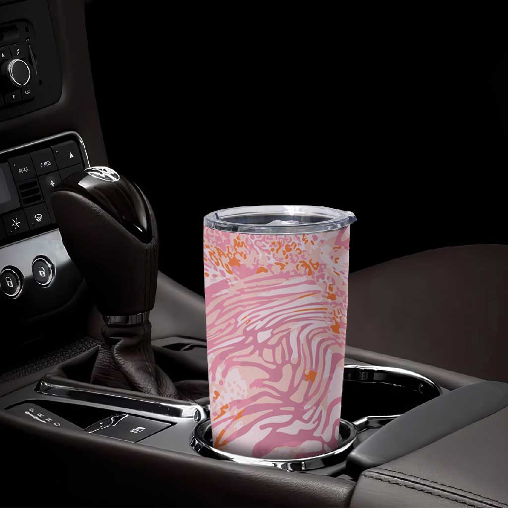 African Zebra Leopard Pattern Tumbler Cup Blush Savannah