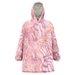 African Zebra Leopard Pattern Wearable Blanket Hoodie Blush Savannah
