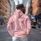 African Zebra Leopard Pattern Zip Hoodie Blush Savannah
