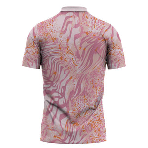 African Zebra Leopard Pattern Zipper Polo Shirt Blush Savannah