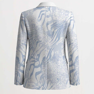 African Zebra Leopard Pattern Blazer Sky Savannah