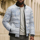 African Zebra Leopard Pattern Bomber Puffer Jacket Sky Savannah