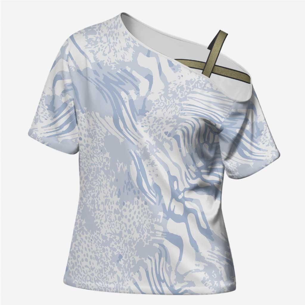 African Zebra Leopard Pattern Cross Shoulder Shirt Sky Savannah