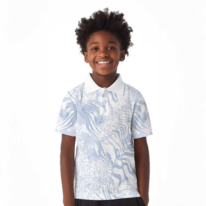 African Zebra Leopard Pattern Kid Polo Shirt Sky Savannah