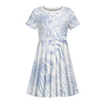 African Zebra Leopard Pattern Kid Short Sleeve Dress Sky Savannah