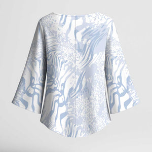 African Zebra Leopard Pattern Kimono Sleeve Blouse Sky Savannah