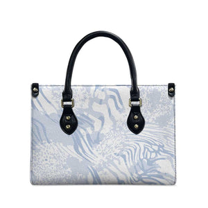 African Zebra Leopard Pattern Leather Bag Sky Savannah
