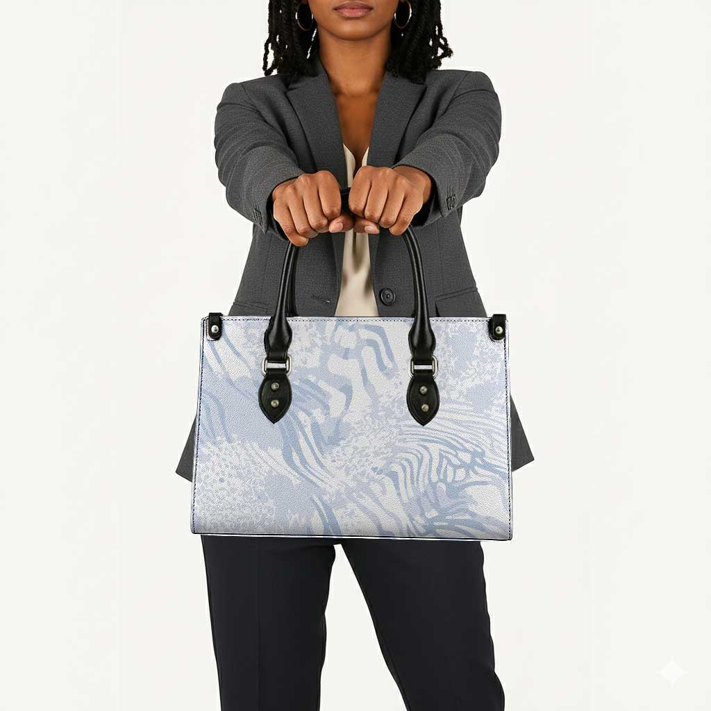African Zebra Leopard Pattern Leather Bag Sky Savannah