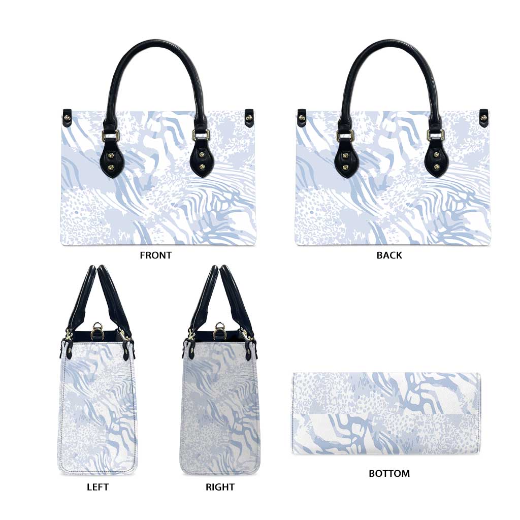 African Zebra Leopard Pattern Leather Bag Sky Savannah