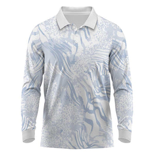 African Zebra Leopard Pattern Long Sleeve Polo Shirt Sky Savannah