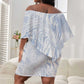 African Zebra Leopard Pattern Off Shoulder Short Dress Sky Savannah