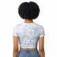African Zebra Leopard Pattern Raglan Cropped T shirt Sky Savannah