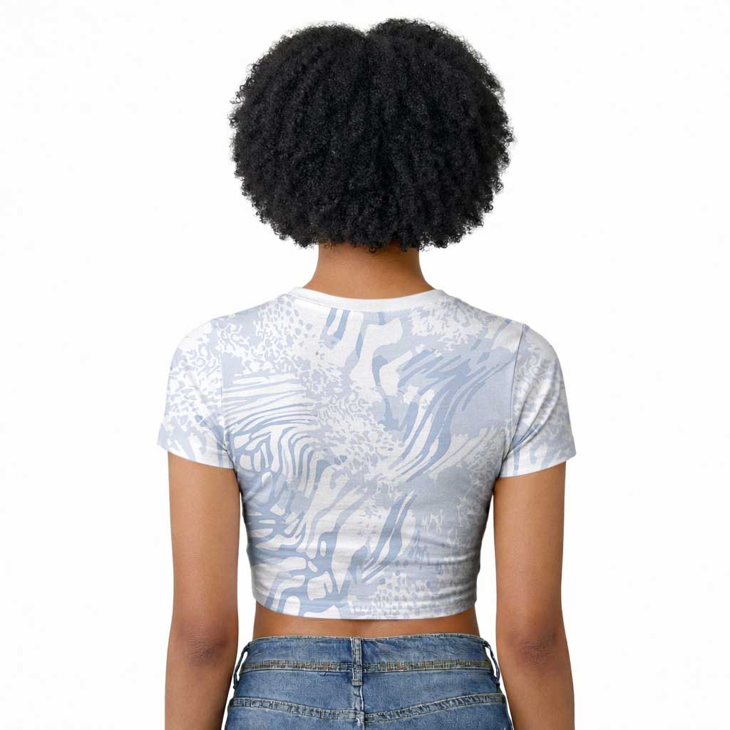 African Zebra Leopard Pattern Raglan Cropped T shirt Sky Savannah