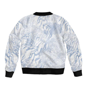 African Zebra Leopard Pattern Sleeve Zip Bomber Jacket Sky Savannah