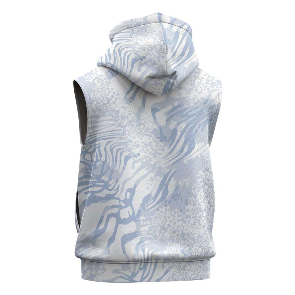African Zebra Leopard Pattern Sleeveless Hoodie Sky Savannah