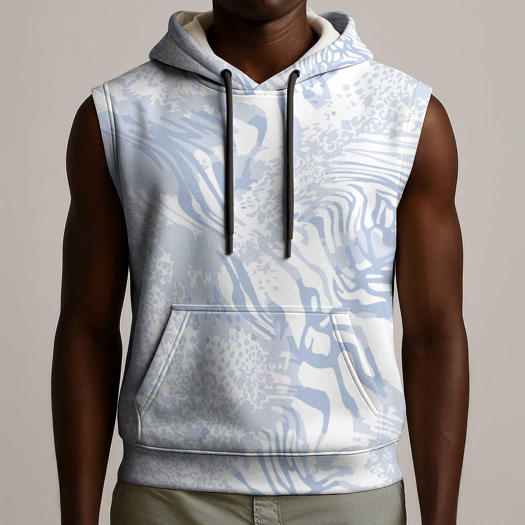 African Zebra Leopard Pattern Sleeveless Hoodie Sky Savannah