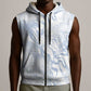African Zebra Leopard Pattern Sleeveless Zip Hoodie Sky Savannah