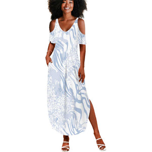 African Zebra Leopard Pattern Summer Maxi Dress Sky Savannah