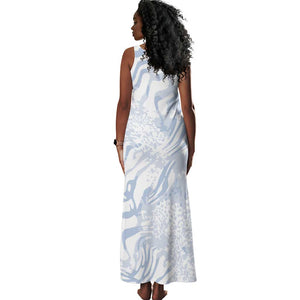 African Zebra Leopard Pattern Tank Maxi Dress Sky Savannah
