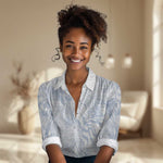 African Zebra Leopard Pattern Women Casual Shirt Sky Savannah