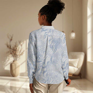 African Zebra Leopard Pattern Women Casual Shirt Sky Savannah