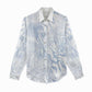 African Zebra Leopard Pattern Women Casual Shirt Sky Savannah