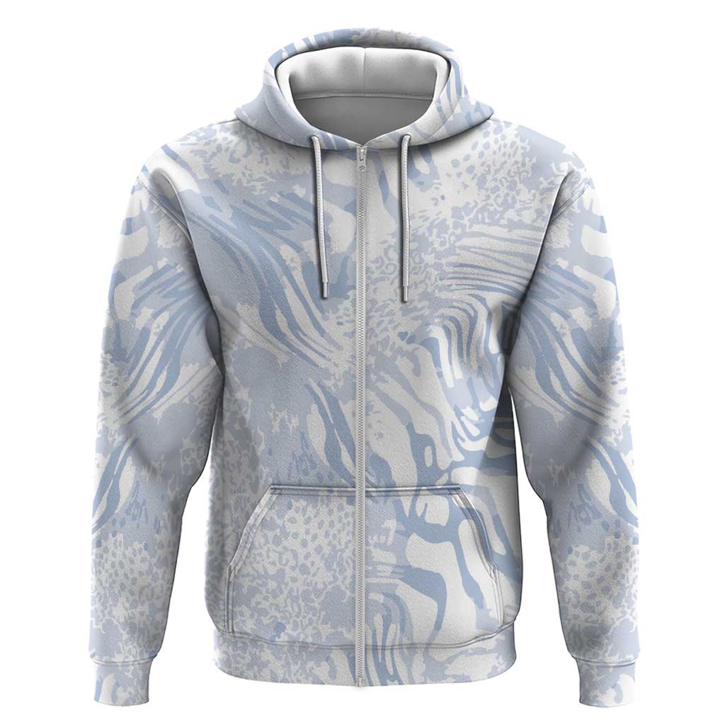 African Zebra Leopard Pattern Zip Hoodie Sky Savannah