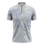 African Zebra Leopard Pattern Zipper Polo Shirt Sky Savannah